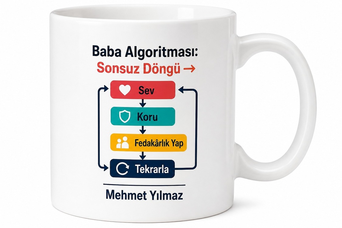 Baba Algoritması Yazılı Eğlenceli Kupa Bardak Babalar Günü Hediyesi