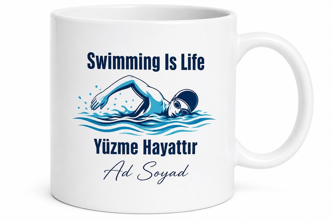Swimming Is Life Baskılı Yüzme Hayattır Kupa Bardak Yüzücüye Hediye