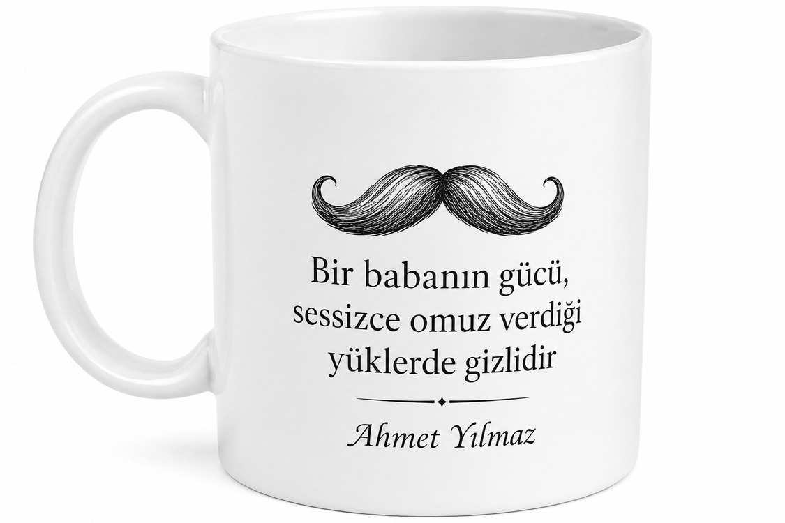 Mustache Dad Bıyık Temalı Kupa Bardak Babalar Günü Hediyesi Özel Tasarım