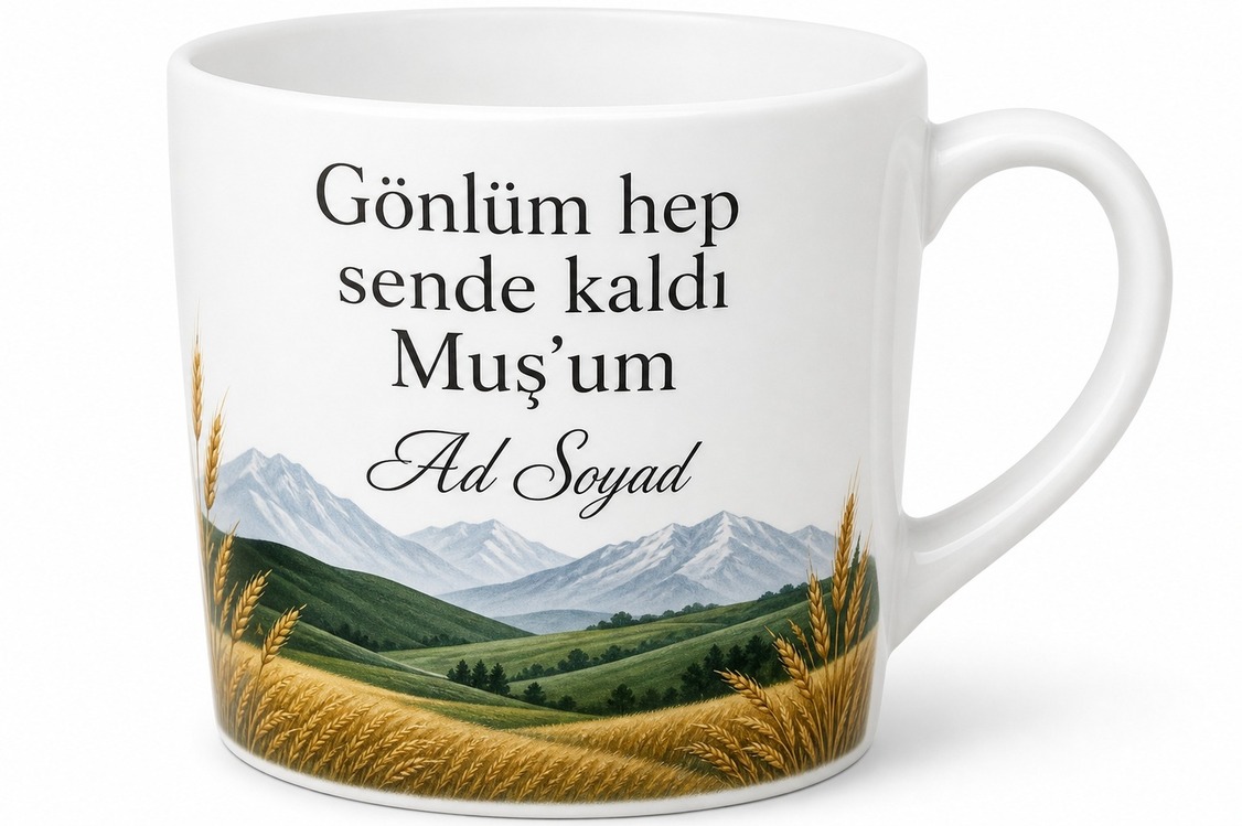 Muş Memleket Temalı İsimli Özel Baskılı Kupa Bardak Hediye