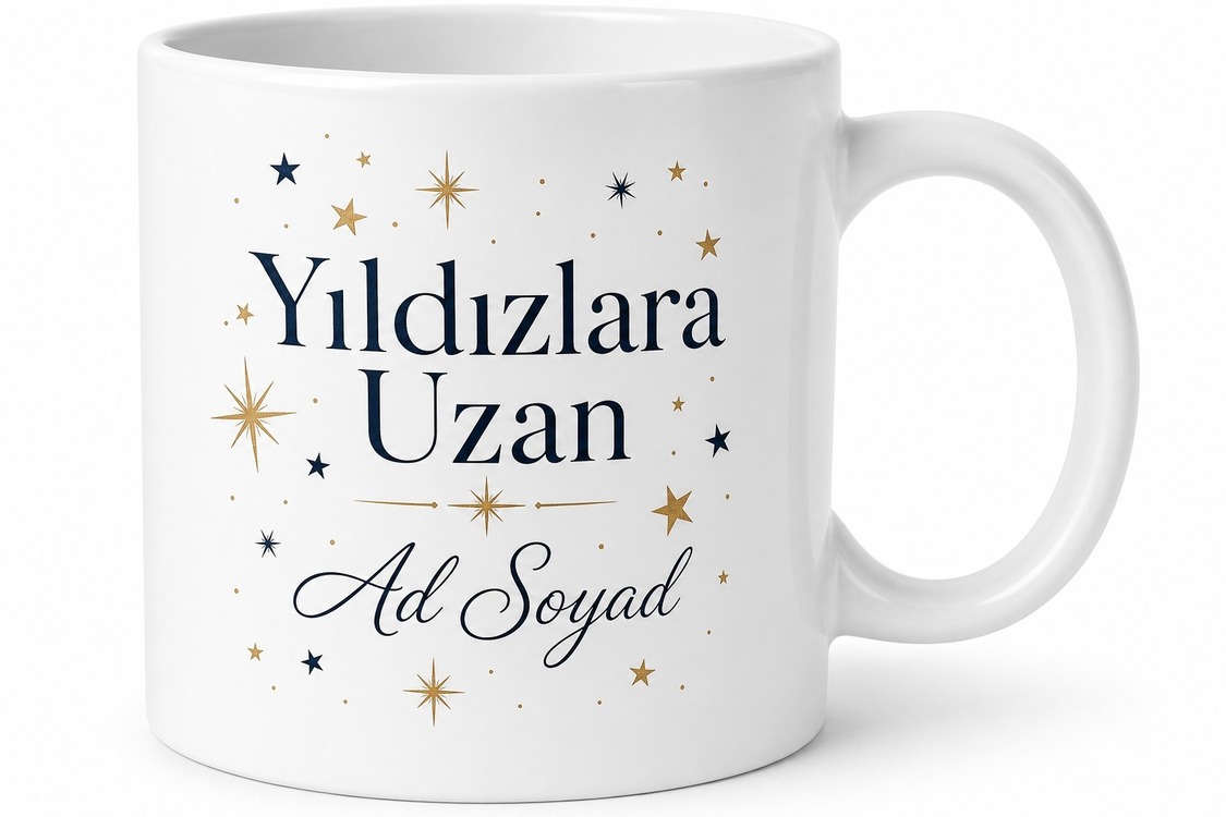 Yıldızlara Uzan Baskılı İngilizce Kupa Bardak Hediye