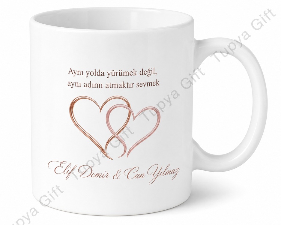 Yeni Evli Çift İçin Kişiye Özel İsimli Baskılı Kupa Bardak Çift Hediyesi