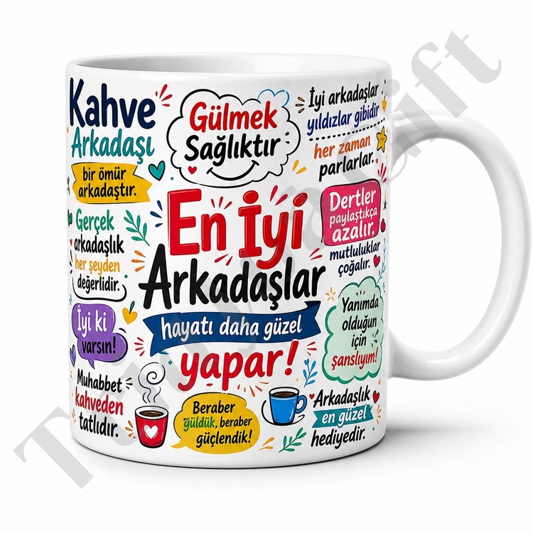 Arkadaşa Hediye Komik Yazılı Baskılı Kupa Bardak Esprili Tasarım Hediye