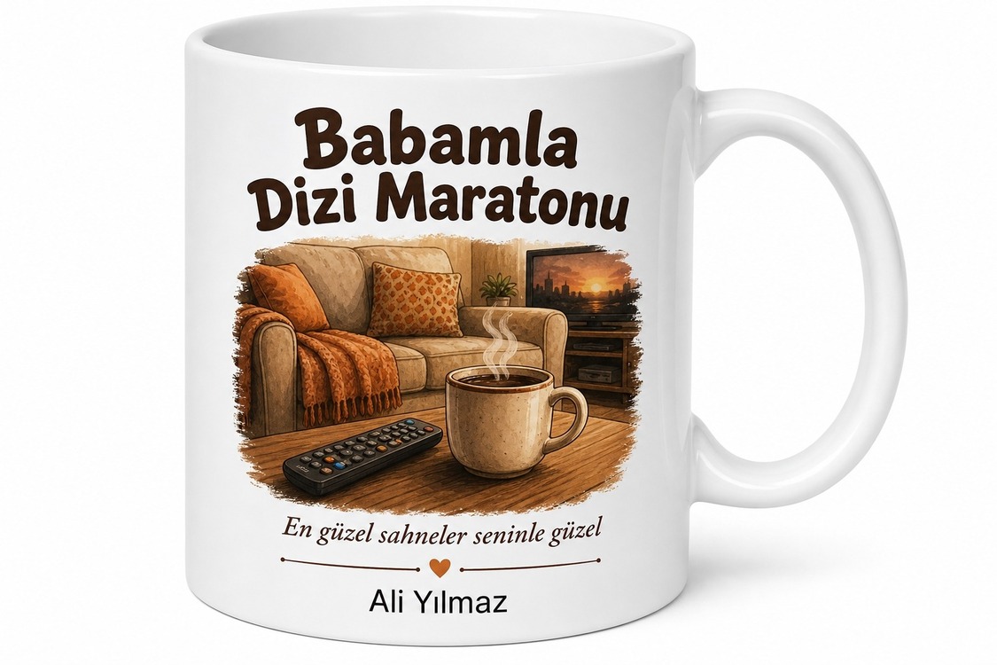 Babamla Dizi Maratonu Yazılı Kupa Bardak Babalar Günü Hediyesi