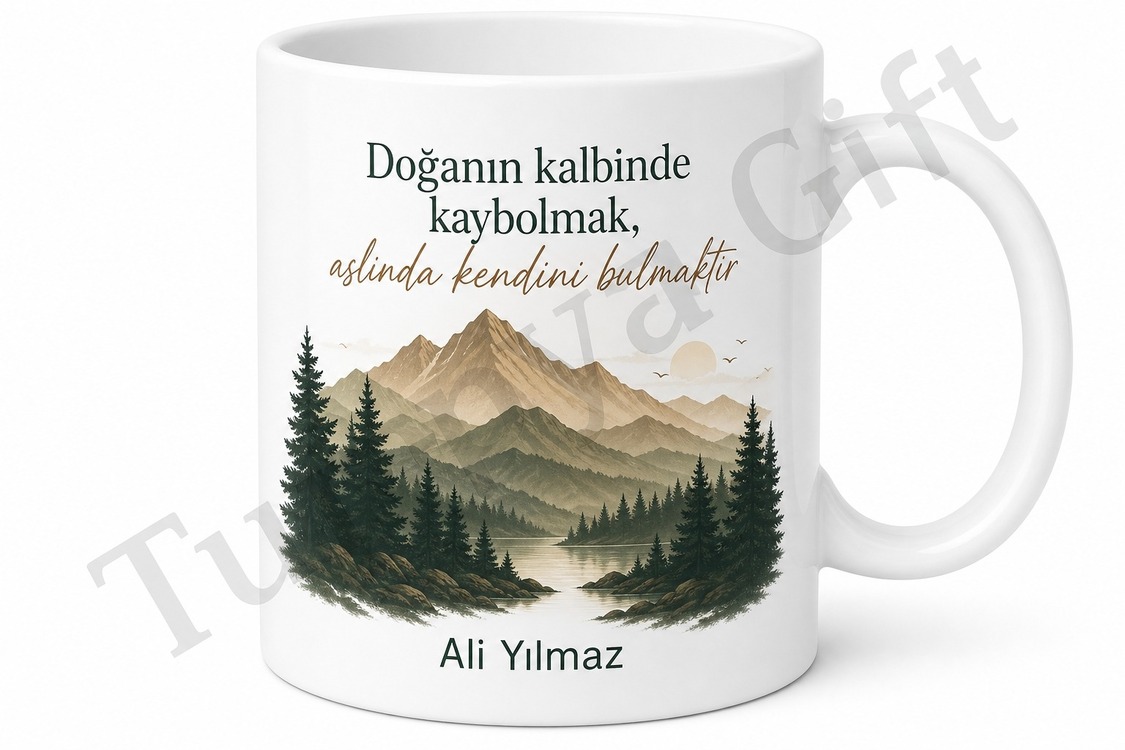 Doğa Sever Temalı Baskılı Kupa Bardak Hediye Doğa Aşığı Özel Tasarım