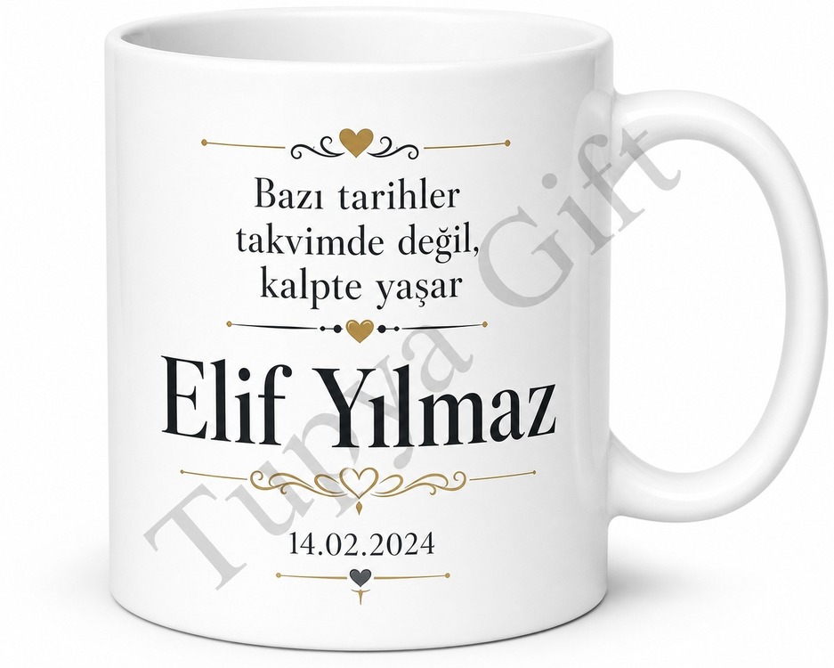 Tarih ve İsim Yazılı Kişiye Özel Baskılı Kupa Bardak Hediye