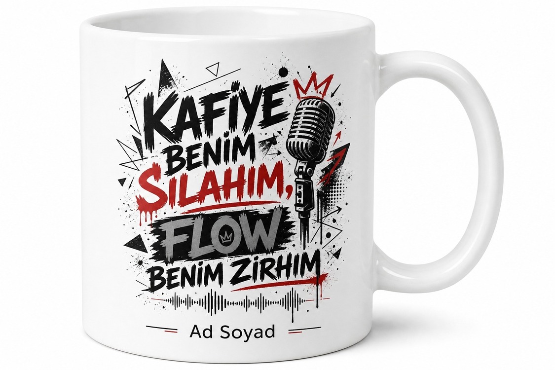 Rap Dinleyenlere Sokak Tarzı Kafiye Ustası Flow Ruhu Özel Tasarım Kupa Bardak Hediye