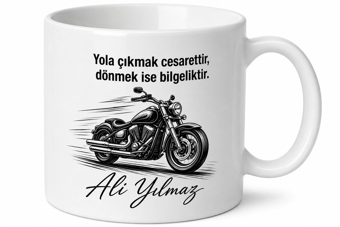 Motorcuya Hediye Motosiklet Temalı Baskılı Kupa Bardak Özel Tasarım