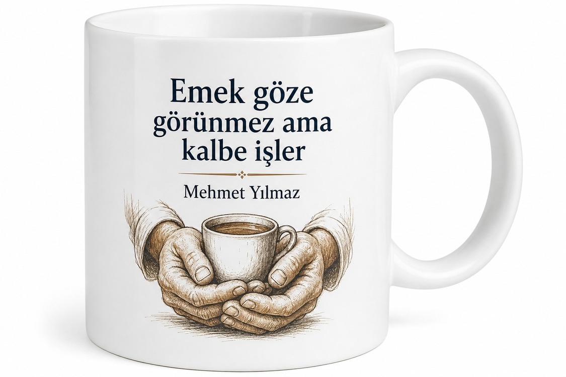Baba Emeğine Saygı Yazılı Kupa Bardak Babalar Günü Hediyesi Porselen