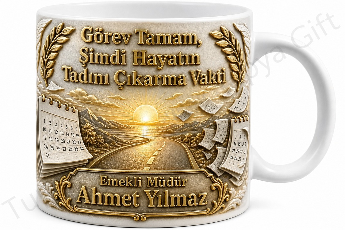 Emekliye Hediye İsme Özel Baskılı Kupa Bardak Emeklilik Hatırası