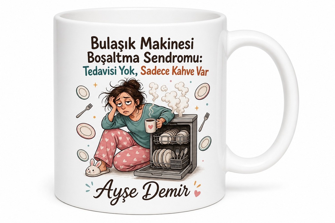 Bulaşık Makinesi Boşaltma Sendromu Esprili Kupa Ev Hanımı Hediye Bardak Mutfak Temizlik