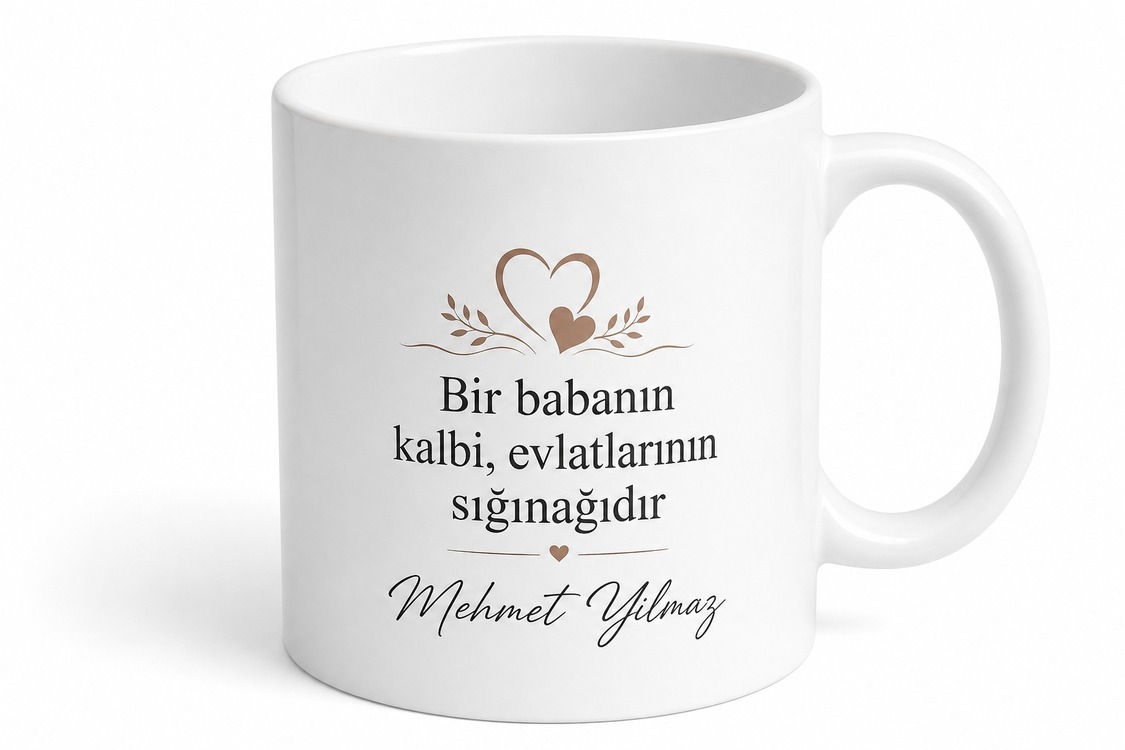 Hassas Kalpli Baba Yazılı Kupa Bardak Babalar Günü Hediyesi Özel Tasarım