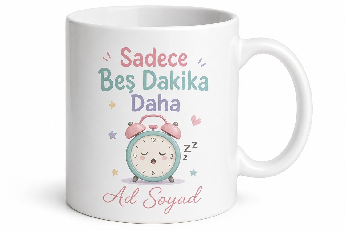 Just Five More Minutes Temalı Sadece Beş Dakika Daha Kupa Bardak Hediye