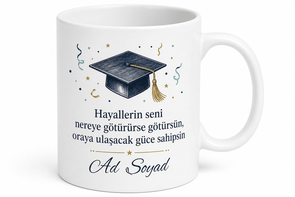 Mezun İçin Özel Tasarım Seramik Baskılı Kupa Bardak Mezuniyet Hediyesi