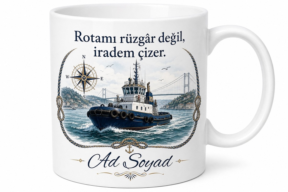 Liman Kılavuz Kaptanı Römorkör Manevrası Dar Boğaz Geçişi Kupa Bardak Hediye