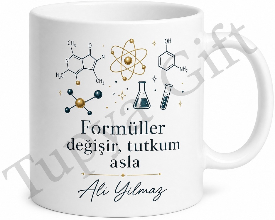 Kimyagere Hediye Kişiye Özel Baskılı Kupa Bardak Kimya Bilim Hediyesi