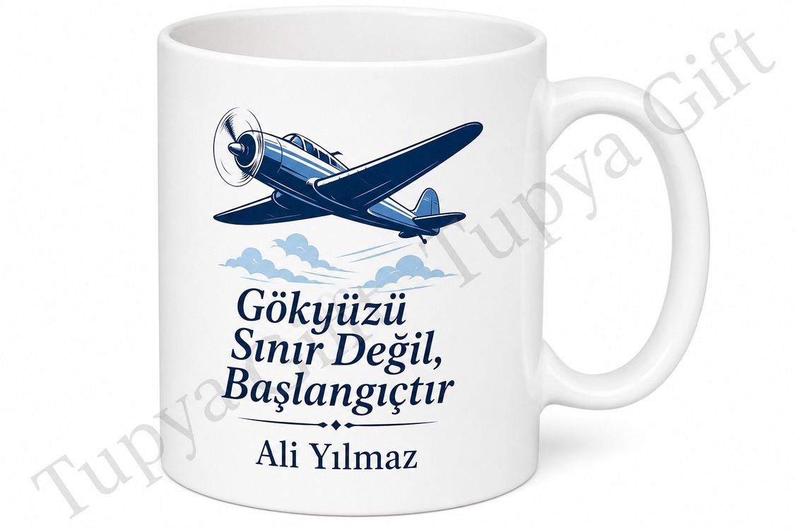 Havacılık Tutkunu İçin Kişiye Özel Baskılı Kupa Bardak Pilot Hediye