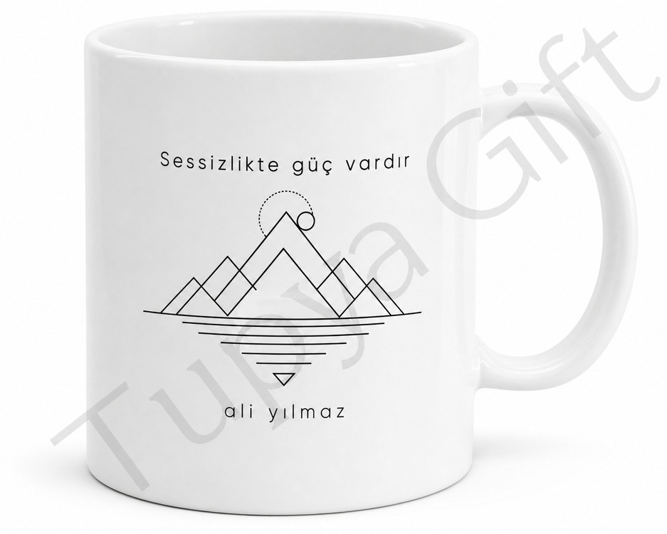 Minimalist Tasarım Baskılı Kupa Bardak Özel Tasarım Hediye Porselen Mug