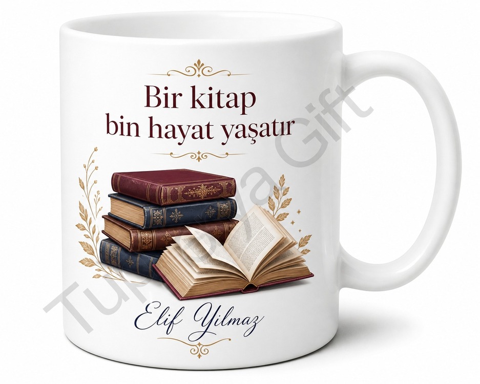 Edebiyat Sever İçin Kişiye Özel Baskılı Kupa Bardak Kitap Hediye