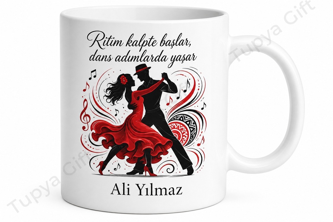 Salsa Dansçısına Hediye Baskılı Kupa Bardak Özel Tasarım Dans Hediyesi