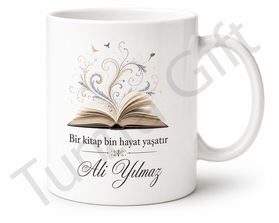 Kitap Sever İçin Kişiye Özel Baskılı Kupa Bardak Hediye