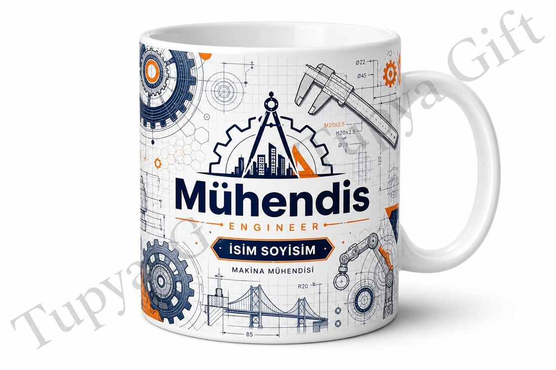 Mühendise Hediye Meslek Temalı Baskılı Kupa Bardak İsme Özel Mühendis Kupası