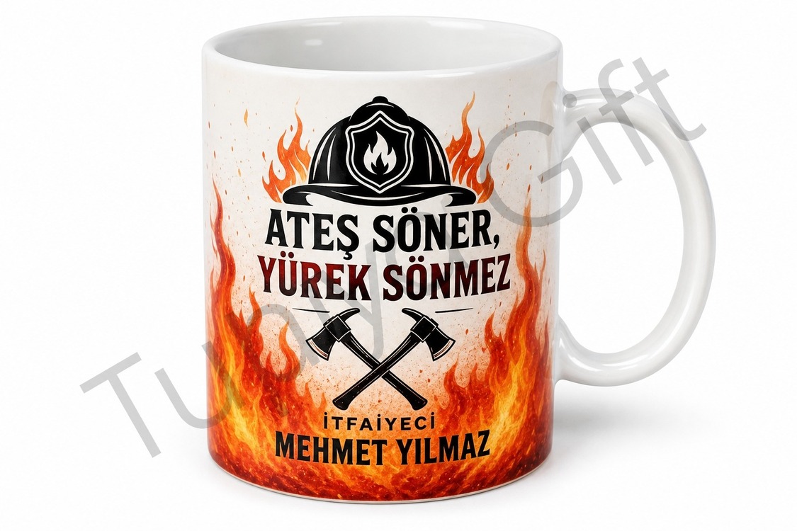 İtfaiyeciye Hediye İsme Özel Baskılı Kupa Bardak Itfaiyeci Hediyesi