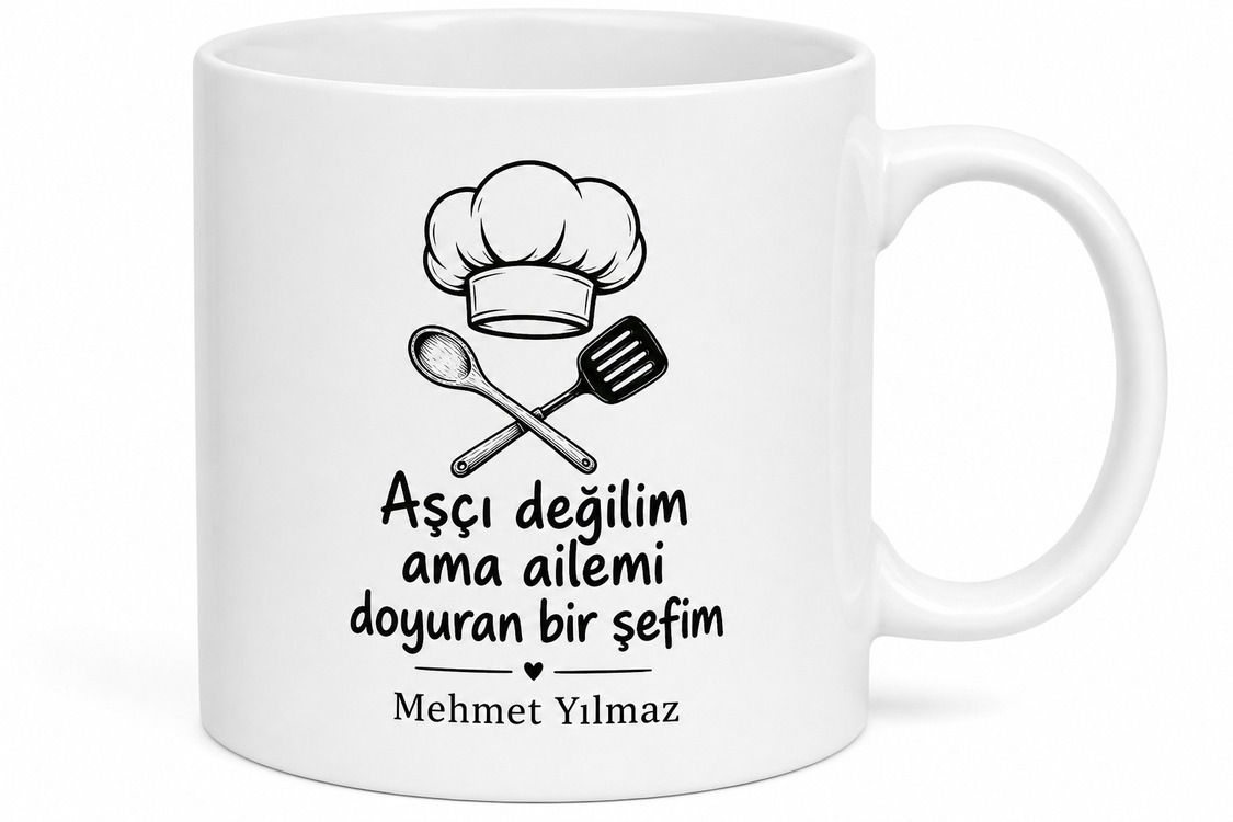 Şef Baba Yazılı Komik Tasarım Kupa Bardak Babalar Günü Hediyesi