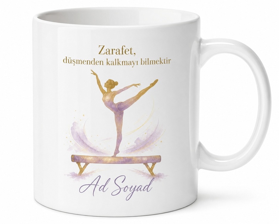 Jimnastikçiye Denge Aleti Esneklik Gösterenlere Zarafet Kupa Bardak Hediye