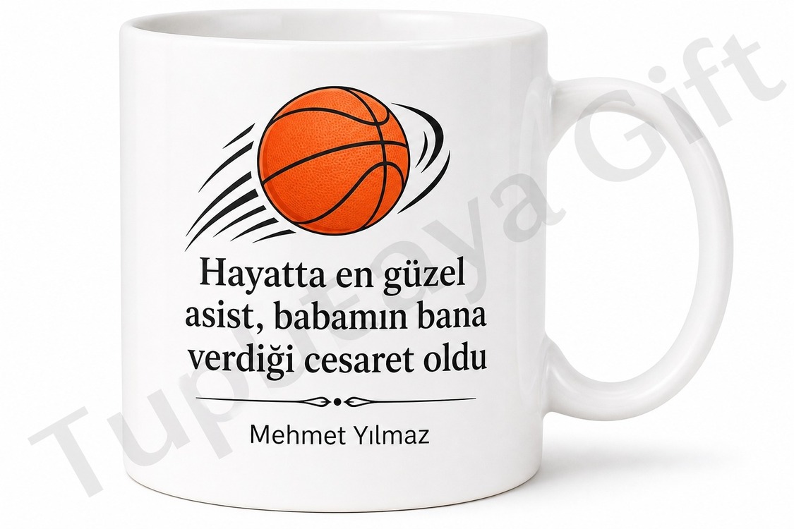 Basketbol Sever Baba Yazılı Kupa Bardak Babalar Günü Hediyesi Özel Tasarım