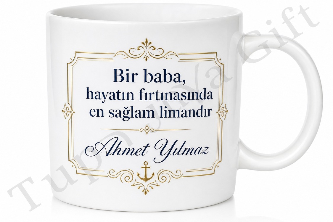 Premium Baba Yazılı Lüks Tasarım Kupa Bardak Babalar Günü Hediyesi
