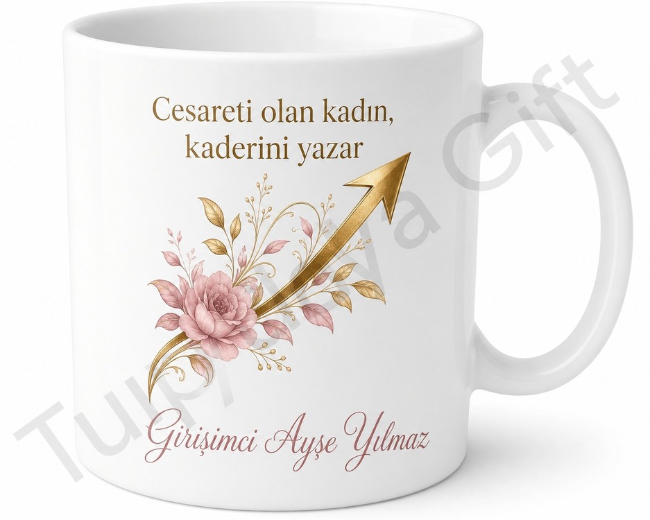 Kadın Girişimciye Hediye Kişiye Özel Baskılı Kupa Bardak İsimli Hediye
