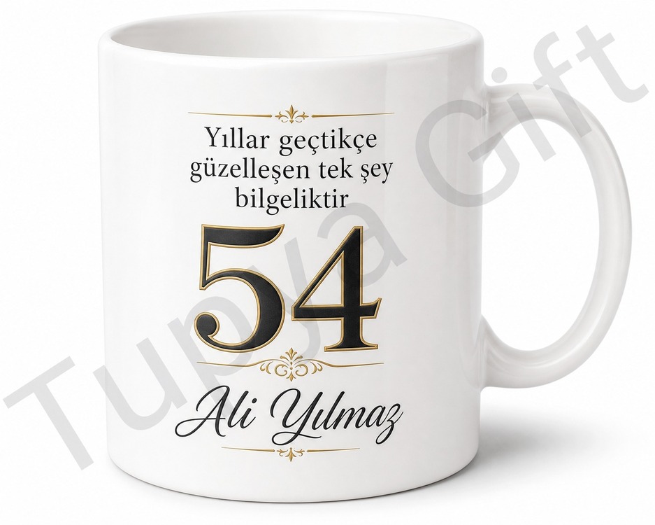 Şık Ve Sade 54 Yaş Doğum Günü Hediyesi Kahve Kupası Baskılı Bardak