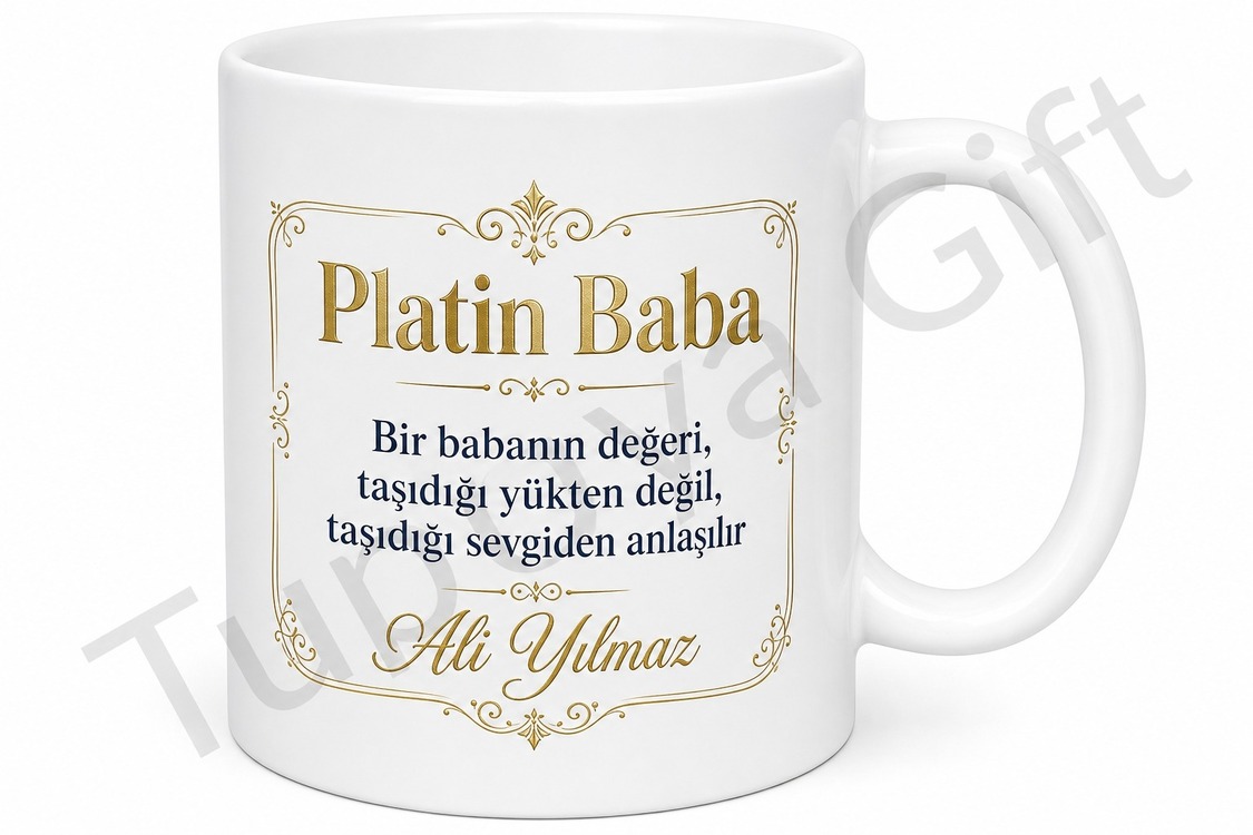 Platin Baba Yazılı Premium Tasarım Kupa Bardak Babalar Günü Hediye