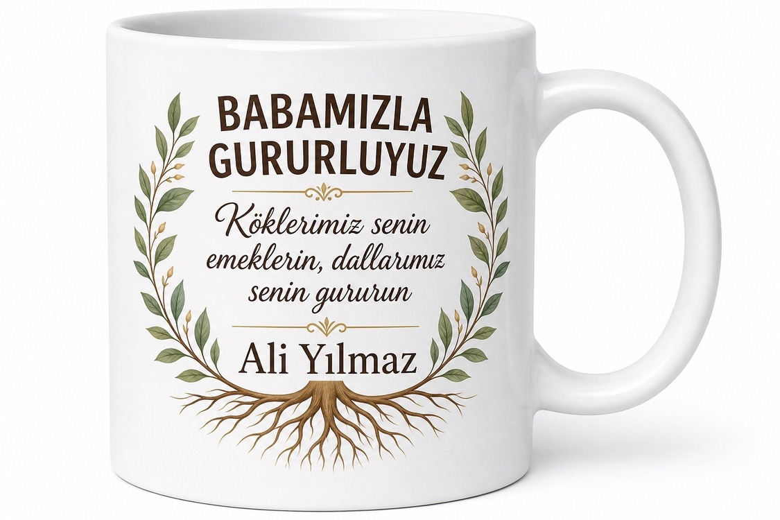Babamızla Gururluyuz Yazılı Kupa Bardak Babalar Günü Hediyesi Baskılı Kupa