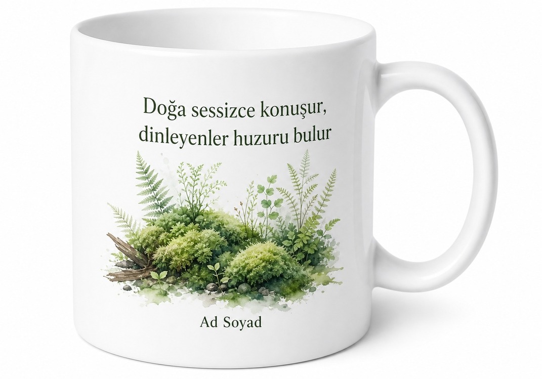 Yosun Temalı Baskılı Kupa Bardak Hediye Doğa Severlere Özel Tasarım Porselen Mug