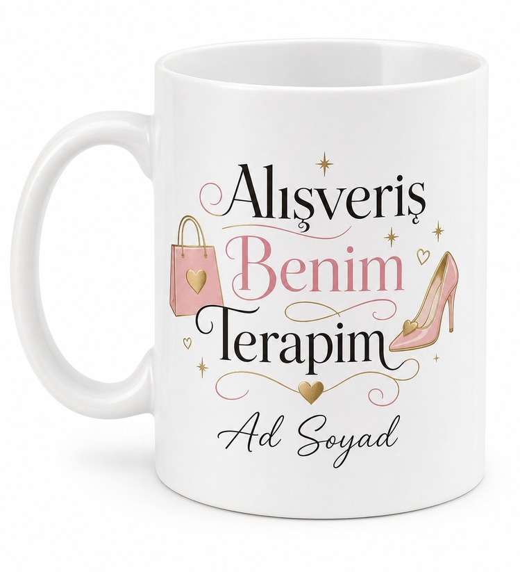 Alışveriş Benim Terapim Temalı Alışveriş Terapimdir Kupa Bardak Hediye