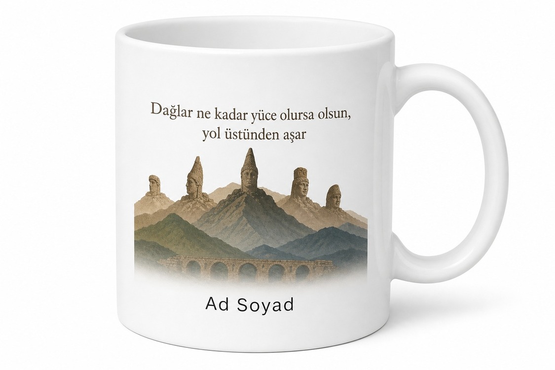 Adıyaman Dağ Manzaralı Kişiye Özel Memleket Kupa Bardak Hediye