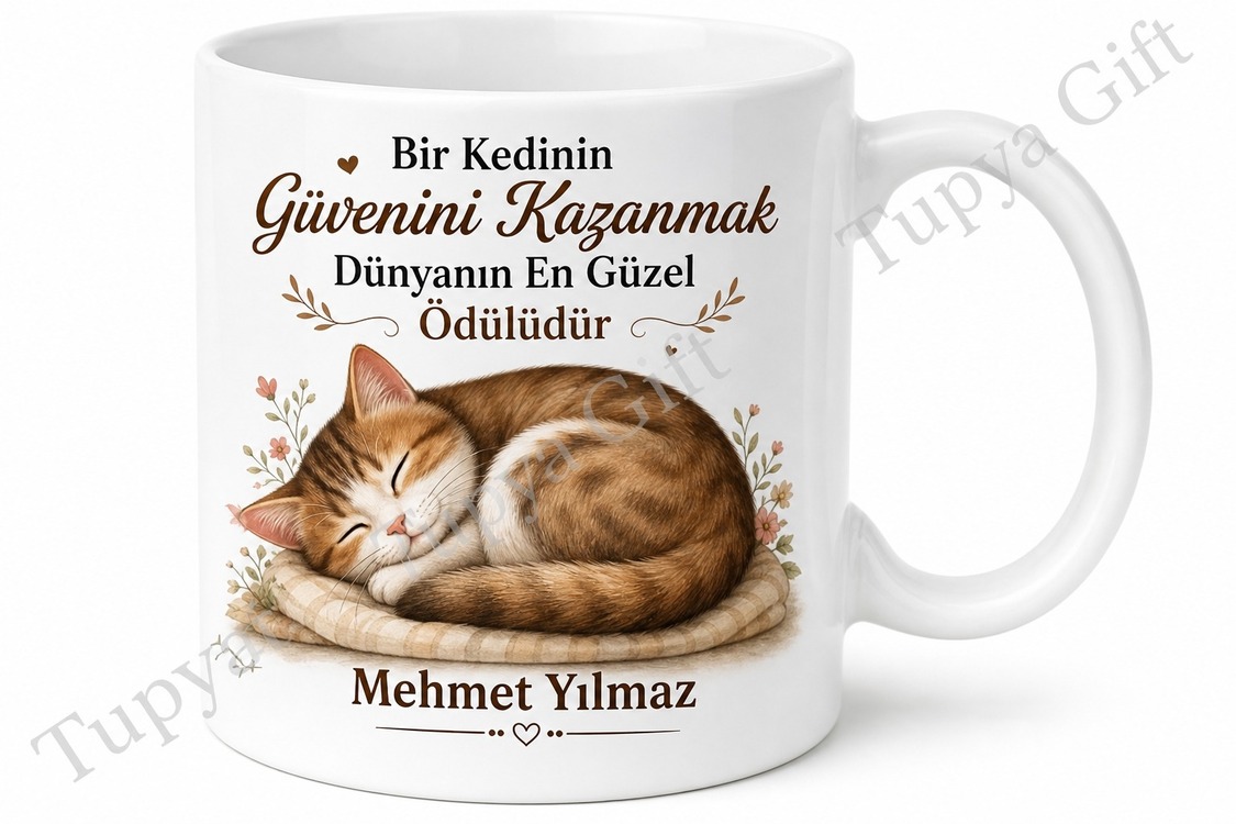 Kedi Sever Baba Yazılı Hayvan Temalı Kupa Bardak Babalar Günü Hediye