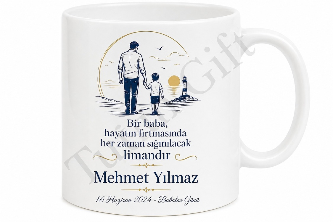 2024 Babalar Günü Özel Hatıra Kupa Bardak Tarihli Hediye Baskılı Porselen