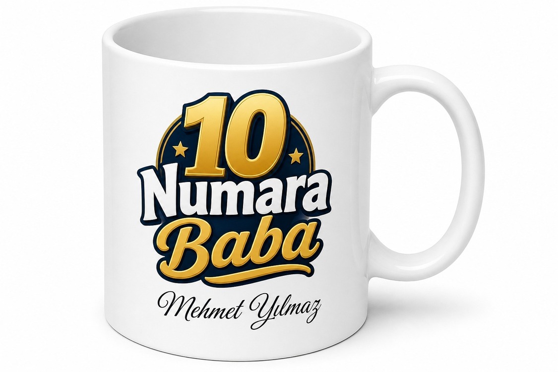 10 Numara Baba Yazılı Eğlenceli Kupa Bardak Babalar Günü Hediyesi