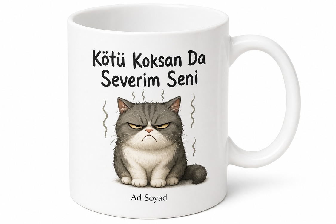 Smelly Cat Baskılı Kötü Kokan Kedi Kupa Bardak Komik Kedi Hediye