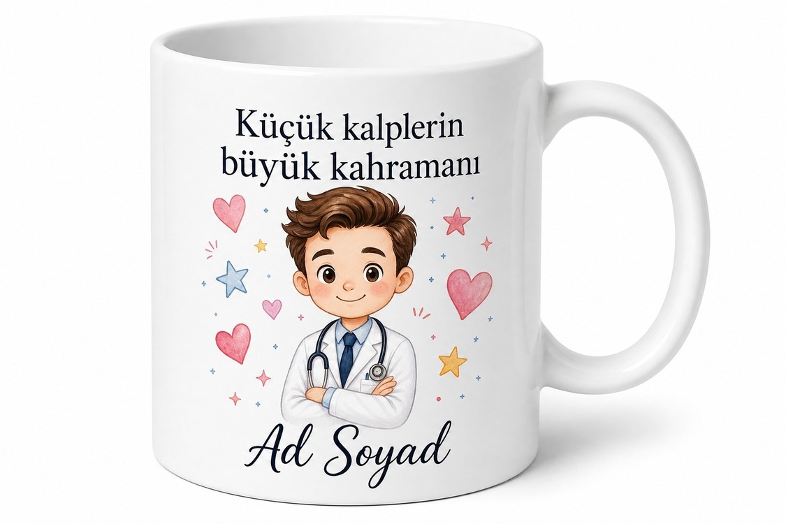 Çocuk Doktoruna Hediye Baskılı Porselen Kupa Bardak Pediatrist Hediyelik