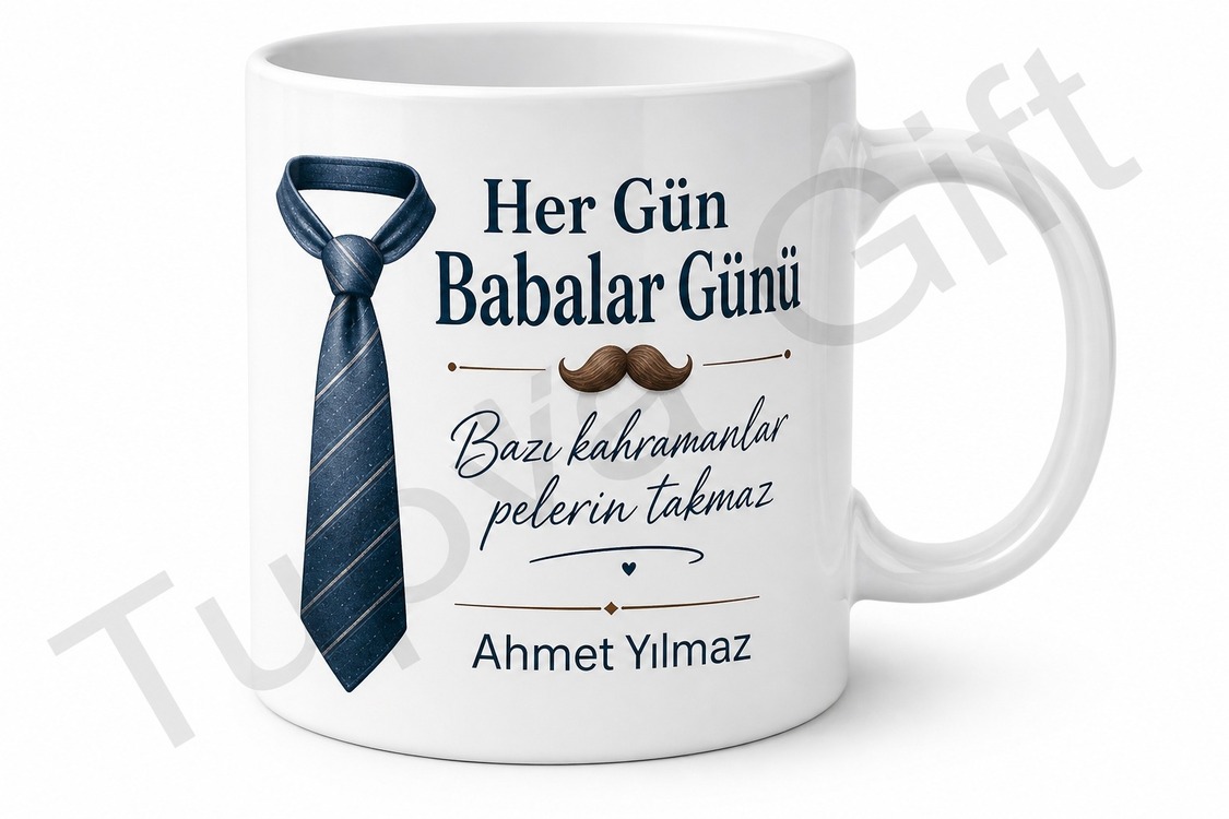 Her Gün Babalar Günü Yazılı Kupa Bardak Özel Tasarım Hediye Babaya Özel