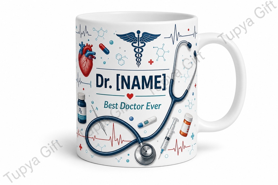 Doktor Temalı Kişiye Özel Baskılı Kupa Bardak Sağlıkçıya Hediye Doktor Kupası