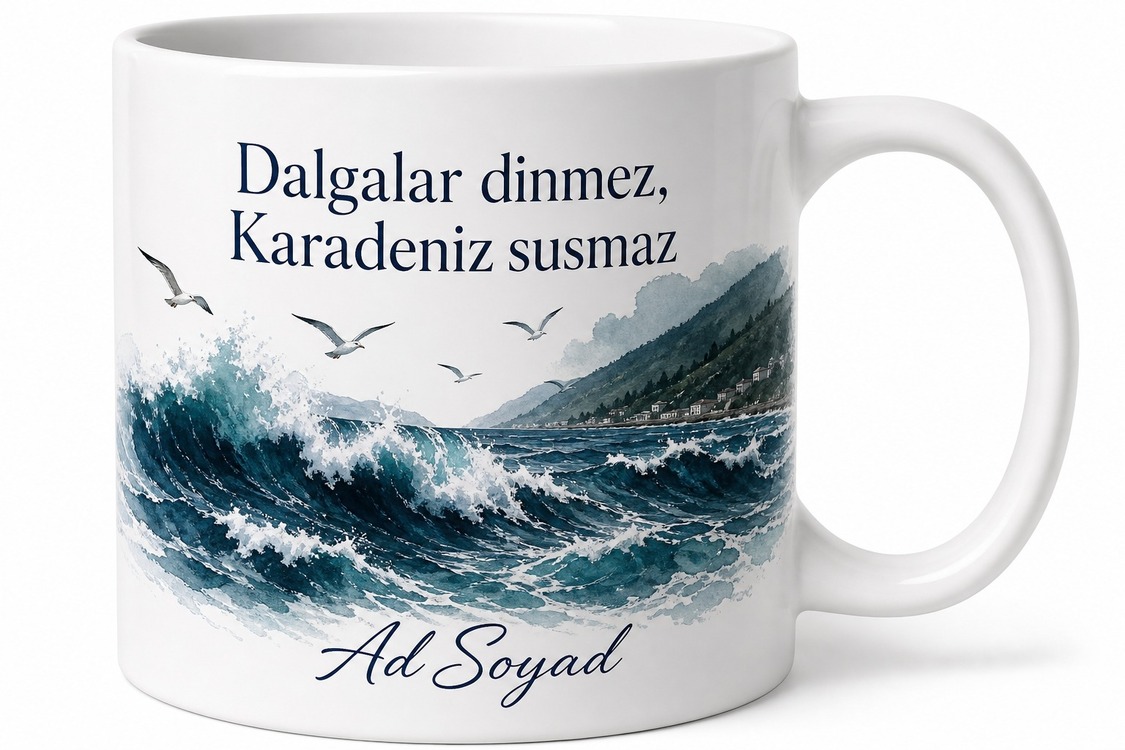 Samsun Karadeniz Dalgası Temalı Kupa Bardak - Özel Tasarım Hediye