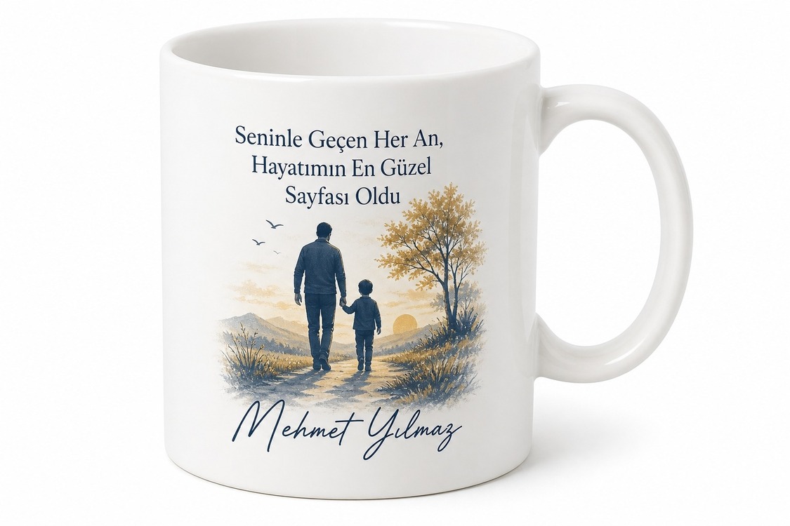 Babamla Güzel Anılar Yazılı Kupa Bardak Babalar Günü Hediyesi Özel Tasarım