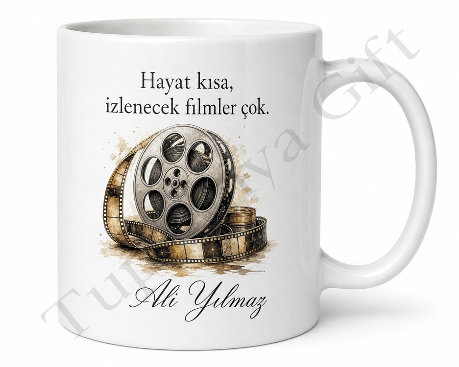 Film Sever İçin Kişiye Özel Baskılı Kupa Bardak Sinema Hediye