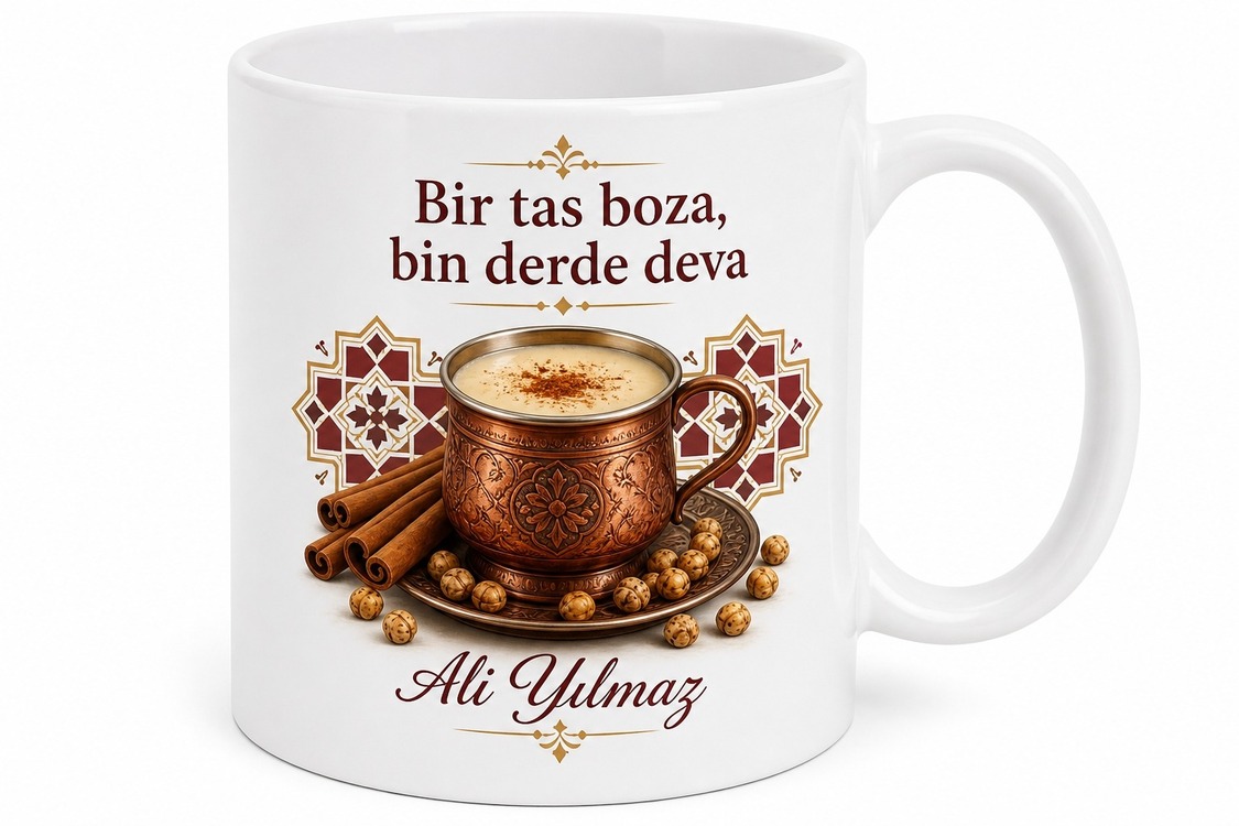 Boza Temalı Özel Tasarım Baskılı Porselen Kupa Bardak Hediye