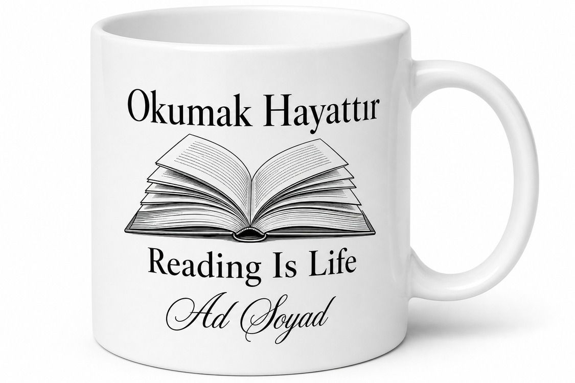 Reading Is Life Yazılı Okumak Hayattır Baskılı Porselen Kupa Bardak Hediye